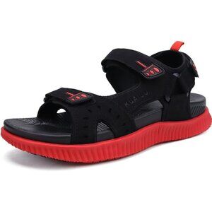 Casual Hiking Sandals Men's Black Red Athletic Sports Walking Fisherman Shoes